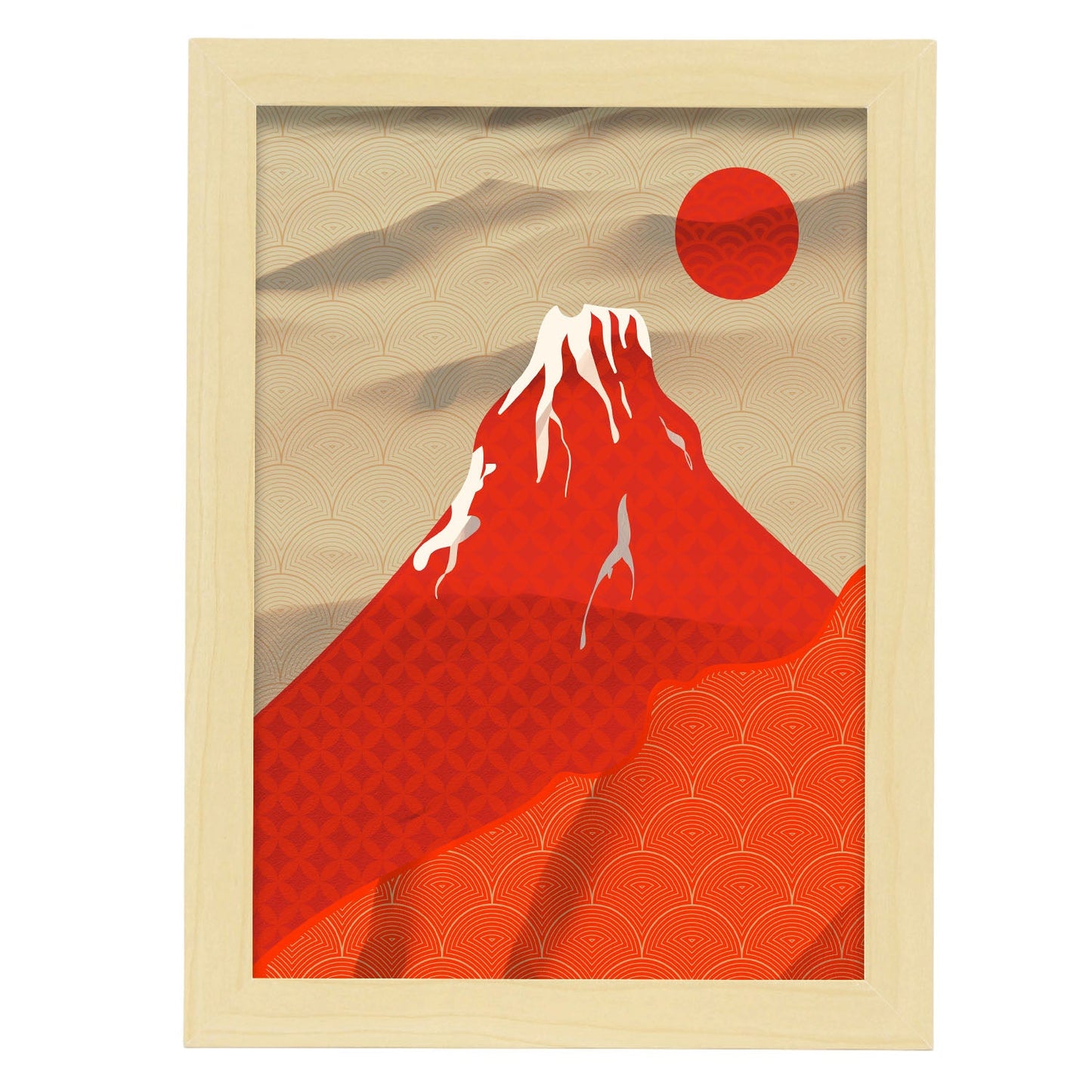 Red Fuji Mountain-Artwork-Nacnic-A4-Marco Madera clara-Nacnic Estudio SL