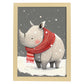 Rhinoceros nacnic lindo bebé con rojo. Estampados de arte de pared estético para el diseño de dormitorio o sala de estar.-Artwork-Nacnic-A4-Marco Madera clara-Nacnic Estudio SL