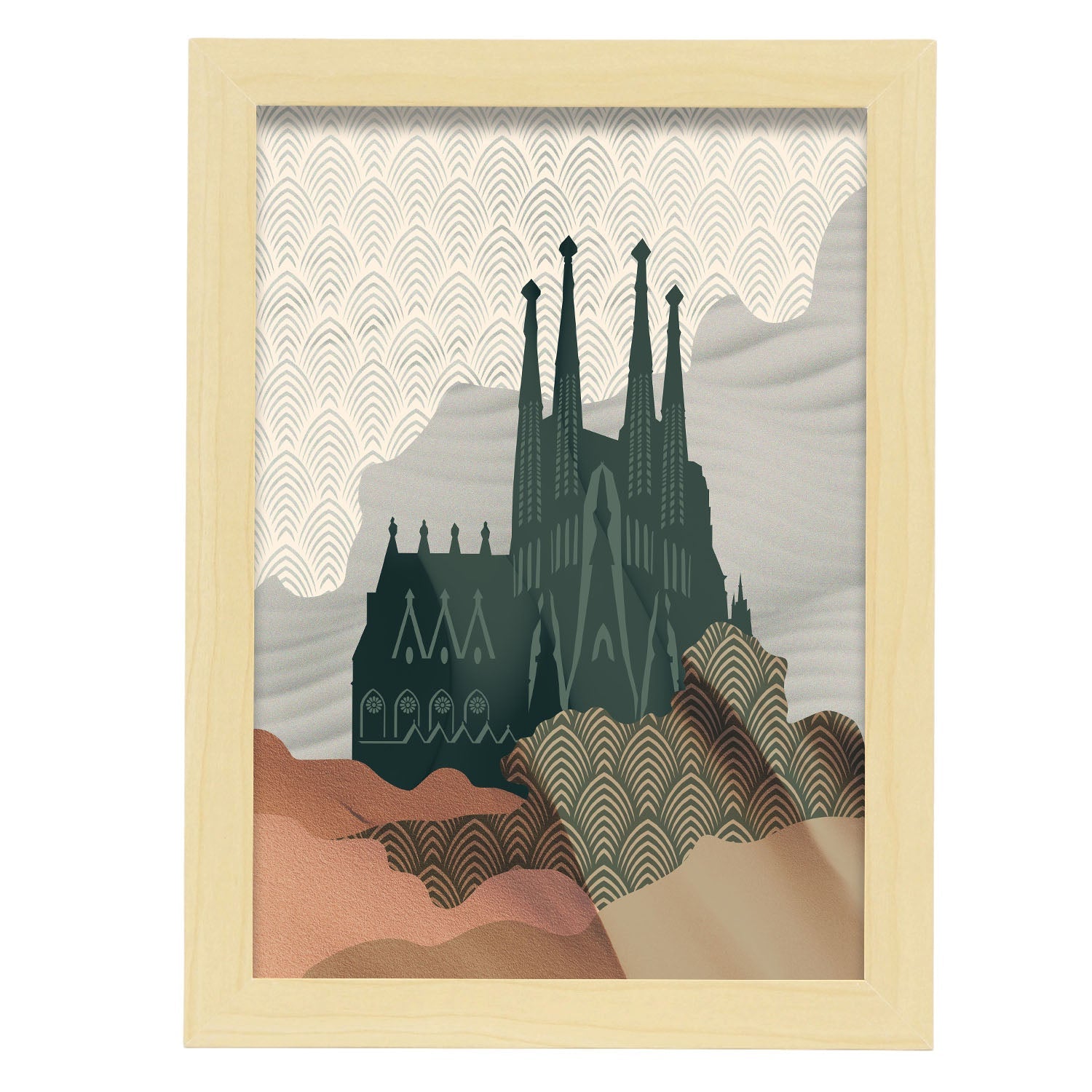 Sagrada Familia-Artwork-Nacnic-A4-Marco Madera clara-Nacnic Estudio SL