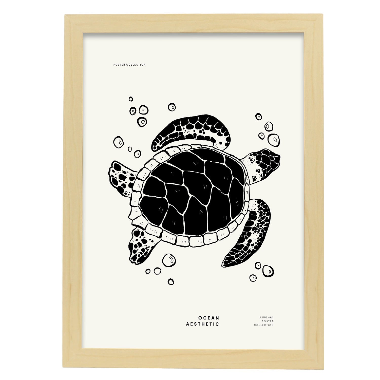 Sea turtle-Artwork-Nacnic-A3-Marco Madera clara-Nacnic Estudio SL