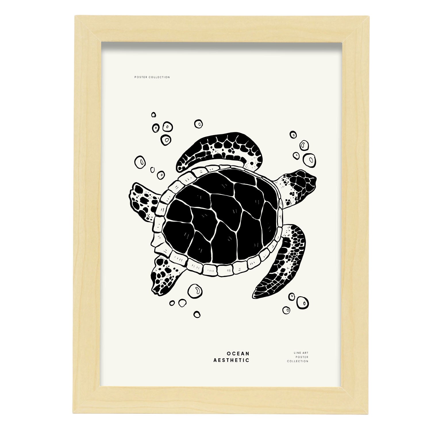 Sea turtle-Artwork-Nacnic-A4-Marco Madera clara-Nacnic Estudio SL