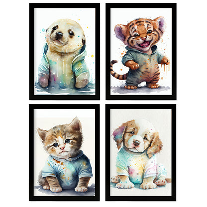 Sello de tigre de cachorro de gatito nacnico. Estampados de arte de pared estético para el diseño de dormitorio o sala de estar-Artwork-Nacnic-A4-Sin marco-Nacnic Estudio SL