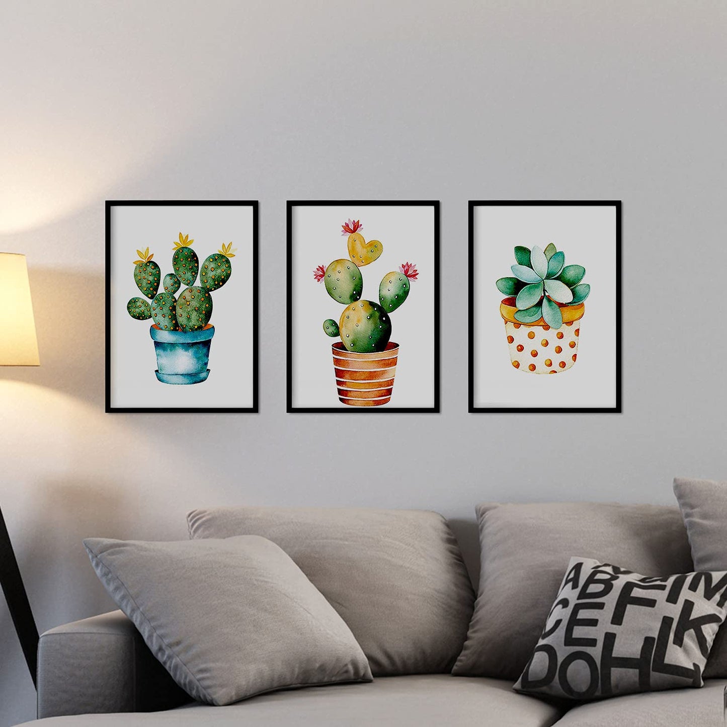 - Set 4 Láminas Decorativas Cactus con Flores Estilo Acuarela | Posters de Plantas, Hojas y Naturaleza | Decoración del Hogar Multicolor |-Artwork-Nacnic-Nacnic Estudio SL