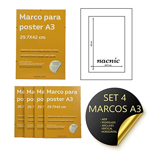 Marco de fotos con certificado A3, marco de fotos de madera de roble con  soporte para impresión A4, marco de póster con plexiglás para montaje en