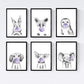 Set 6 posters animales bebes con chicle. Cerdo Elefante Conejo Zorro Buho Perro.-Artwork-Nacnic-Nacnic Estudio SL