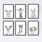 Set 6 posters animales bebes con chicle. Cerdo Girafa Conejo Zorro Caballo Perro.-Artwork-Nacnic-Nacnic Estudio SL