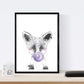 Set 6 posters animales bebes con chicle. Conejo Vaca Zorro Caballo Oso Llama.-Artwork-Nacnic-Nacnic Estudio SL
