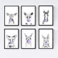 Set 6 posters animales bebes con chicle. Conejo Vaca Zorro Caballo Oso Llama.-Artwork-Nacnic-Nacnic Estudio SL