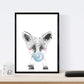 Set 6 posters animales bebes con chicle. Girafa Vaca Zorro Oso Llama Cerdo.-Artwork-Nacnic-Nacnic Estudio SL