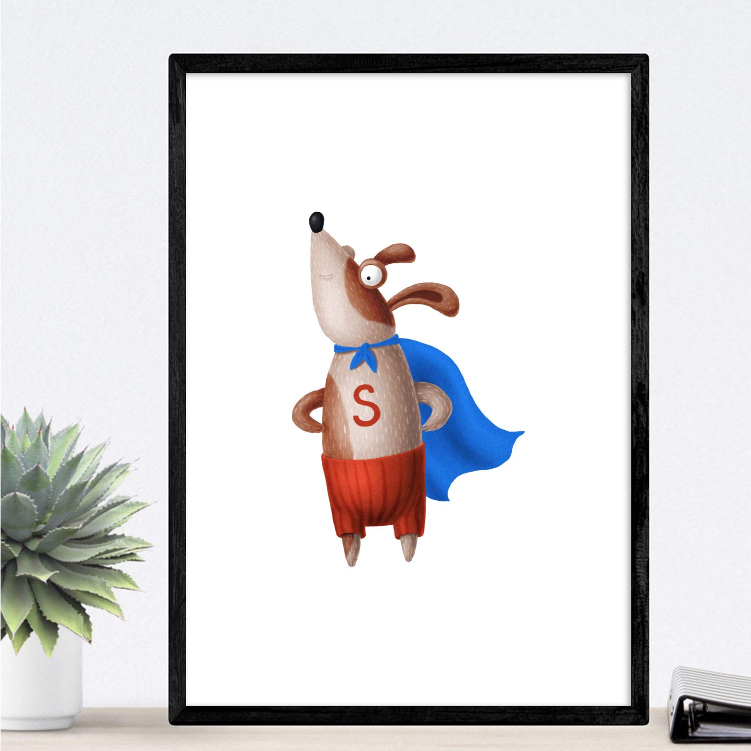 Set de 2 láminas de animales superman y ladron ,en .-Artwork-Nacnic-Nacnic Estudio SL