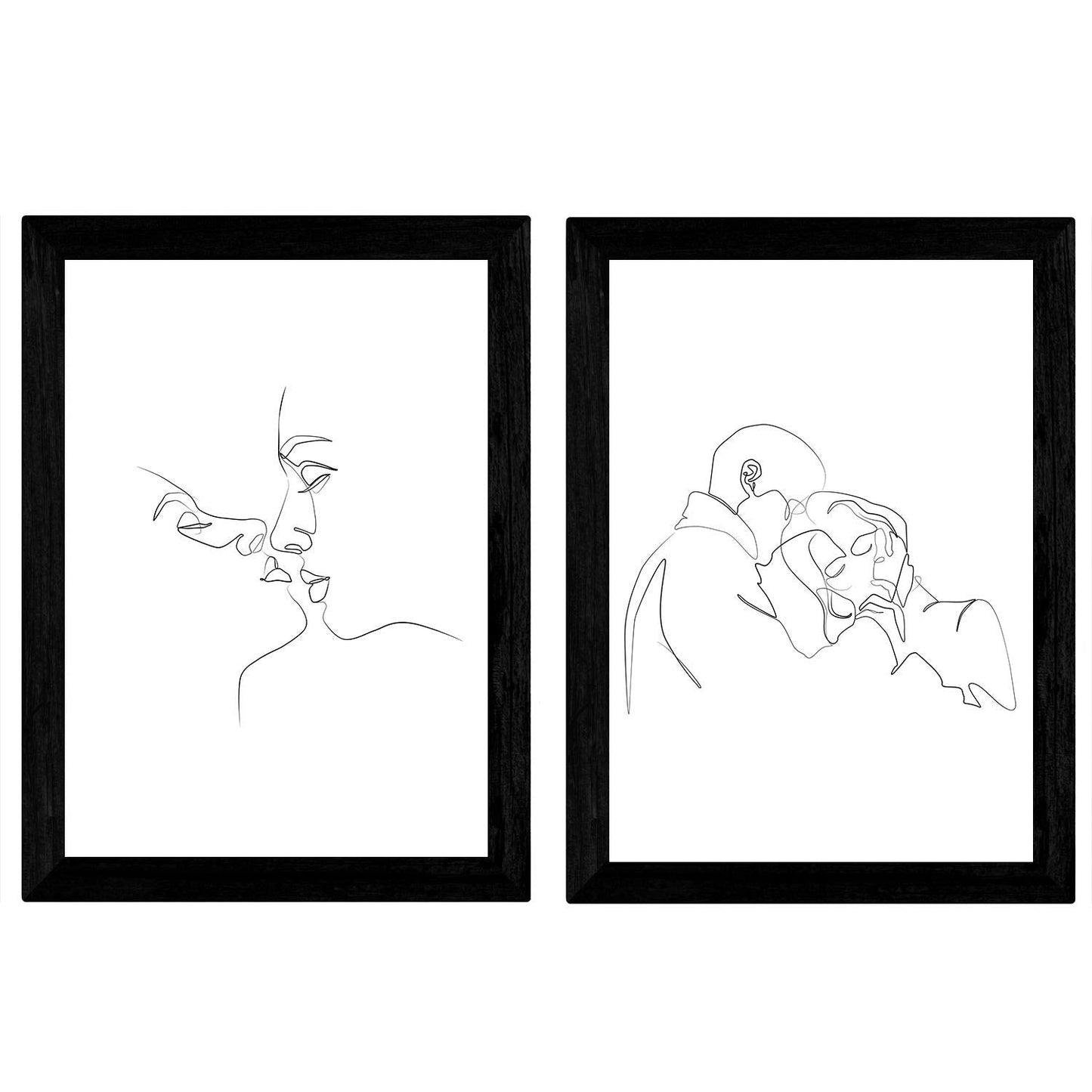 Set de 2 láminas de Dibujos con un Solo Trazo Beso y Abrazo. Posters con una Sola Linea.-Artwork-Nacnic-Nacnic Estudio SL