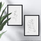 Set de 2 láminas de Dibujos con un Solo Trazo Rostro Mujer, Lateral y Frontal y Desnudo Femenino. Posters con una Sola Linea.-Artwork-Nacnic-Nacnic Estudio SL