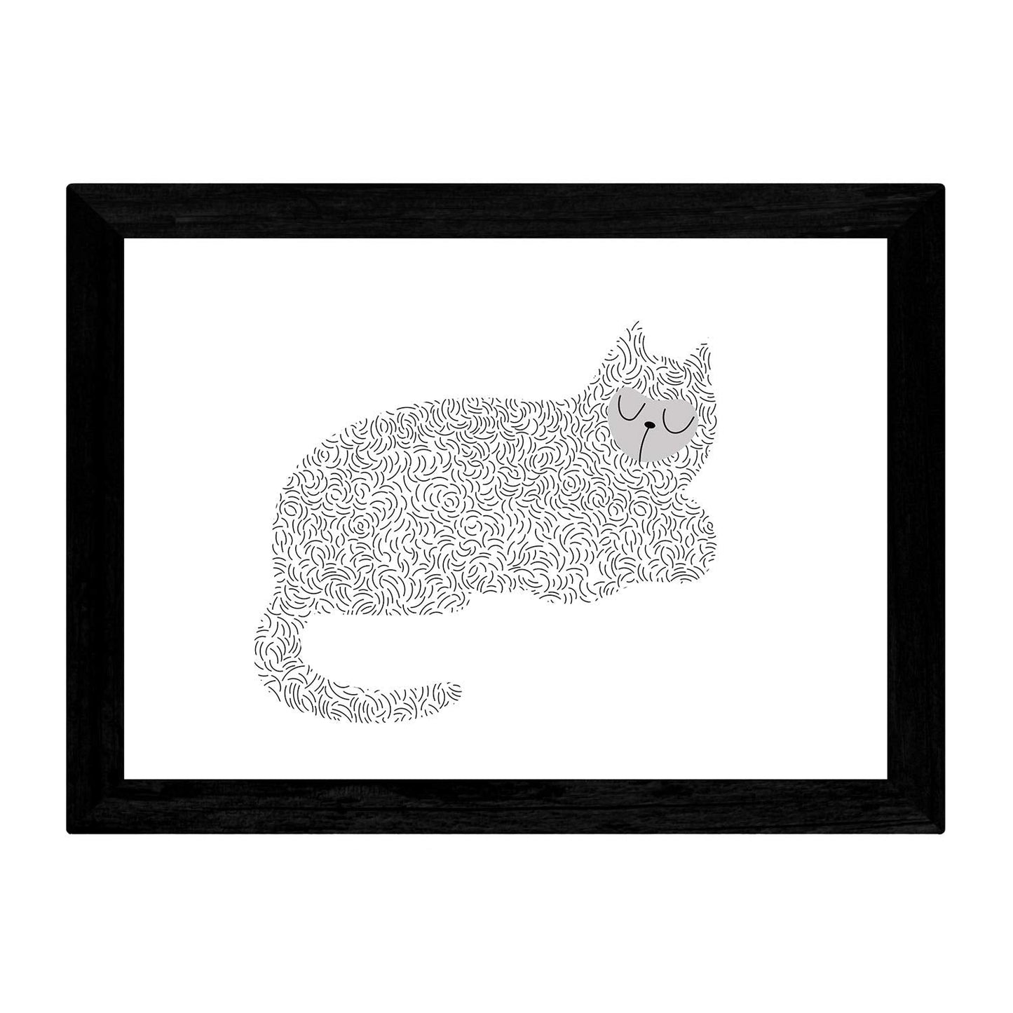 Set de 2 láminas de dos gatos con lineas blanco y negro ,en .-Artwork-Nacnic-Nacnic Estudio SL