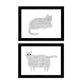 Set de 2 láminas de dos gatos con lineas blanco y negro ,en .-Artwork-Nacnic-Nacnic Estudio SL