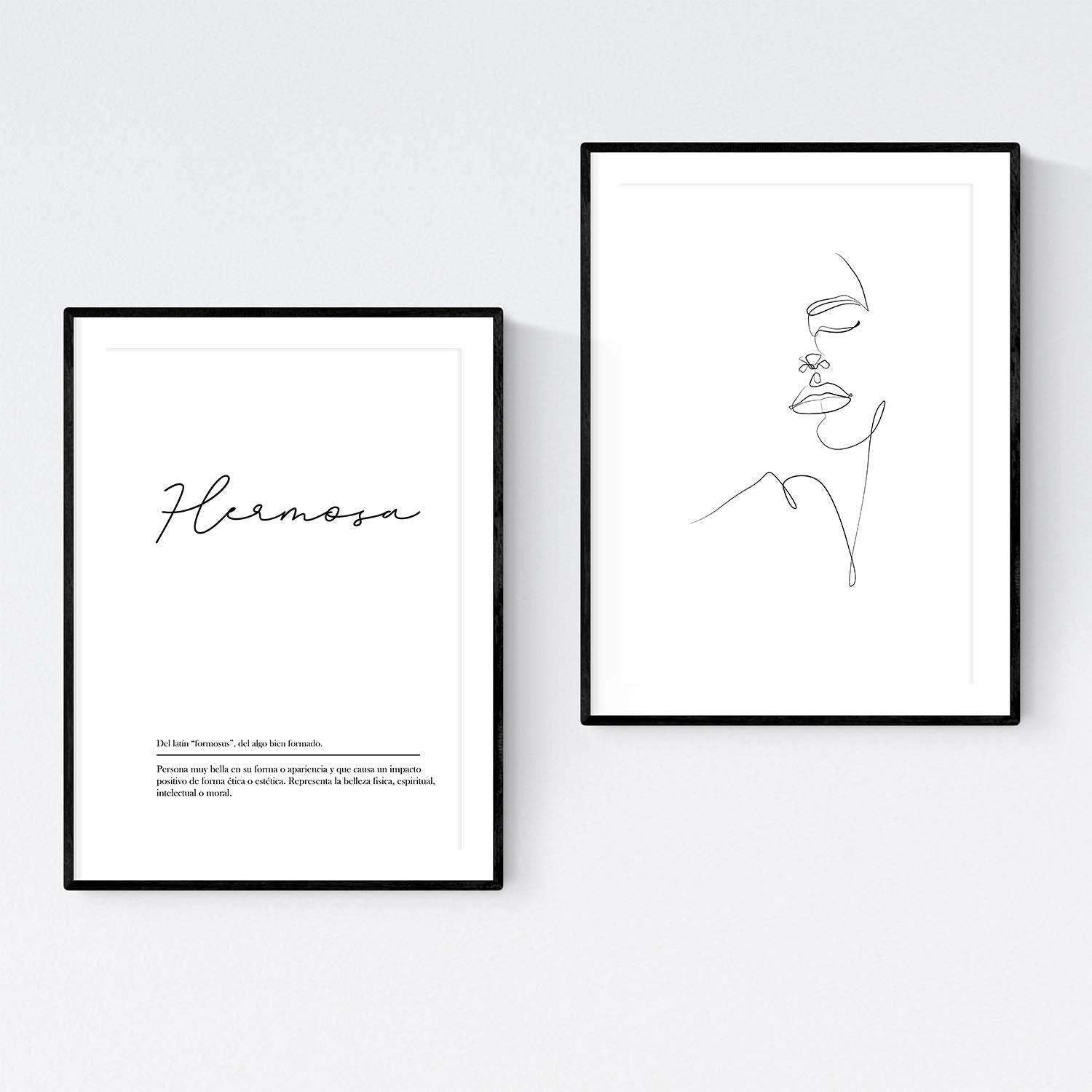 Set de 2 posters lineas femeninas y palabras estilo nordico blanco y negro en Mujer hermosa-Artwork-Nacnic-Nacnic Estudio SL