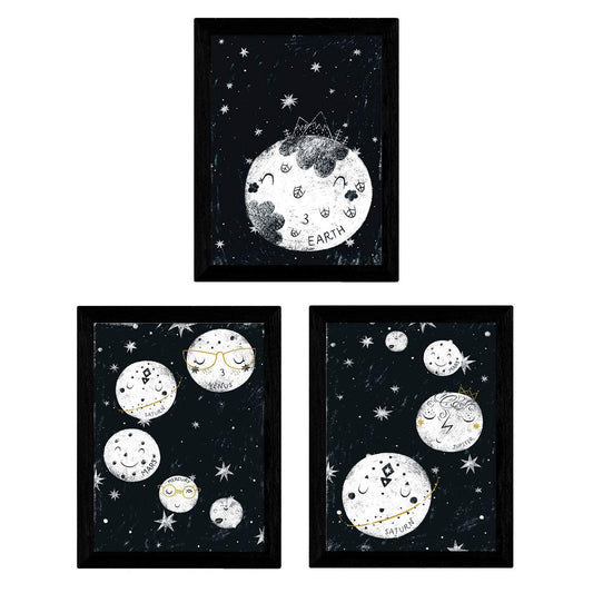 Set de 3 láminas de Diez planetas-Artwork-Nacnic-Nacnic Estudio SL