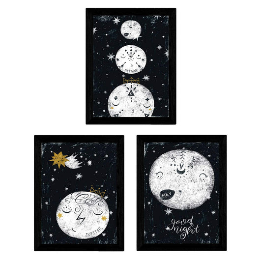 Set de 3 láminas de Lunas ,en .-Artwork-Nacnic-Nacnic Estudio SL