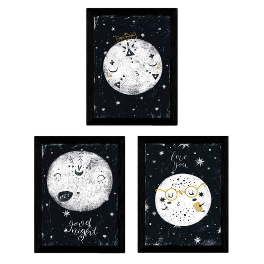 Set de 3 láminas de tres lunas-Artwork-Nacnic-Nacnic Estudio SL