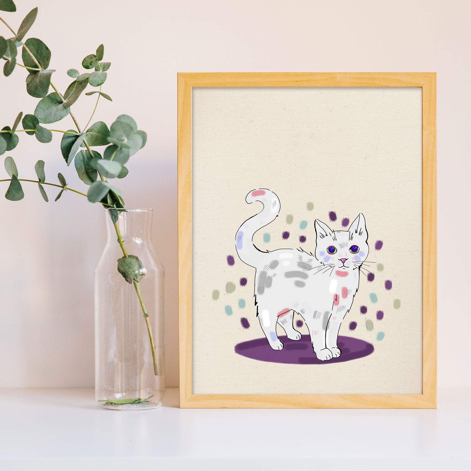 Set de 3 láminas gatos blancos en , colorido divertido Poster papel 250 gr alta calidad.-Artwork-Nacnic-Nacnic Estudio SL
