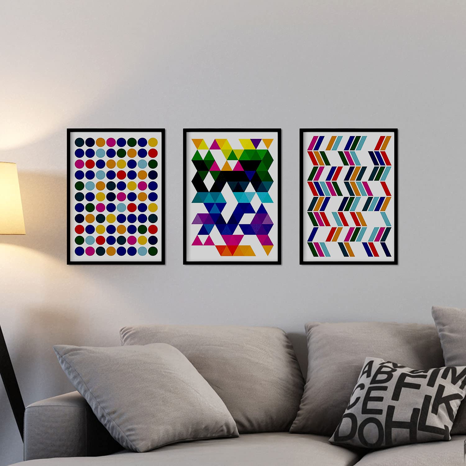 Set de 3 láminas para enmarcar Colores GEOMETRICOS Posters con Colores Vibrantes. Láminas con imágenes geométricas con Colores alegres-Artwork-Nacnic-Nacnic Estudio SL
