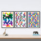 Set de 3 láminas para enmarcar Colores GEOMETRICOS Posters con Colores Vibrantes. Tamaño 30x40 cm. Láminas con imágenes geométricas con Colores alegres-Artwork-Nacnic-Nacnic Estudio SL
