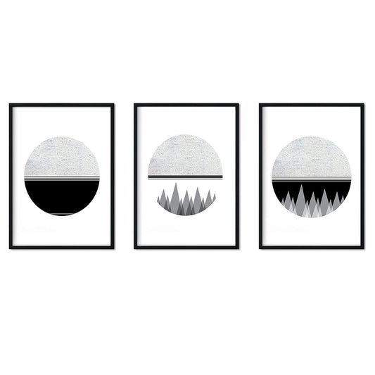 Set de 3 láminas para enmarcar, Luna, Espacio Y MONTAÑAS. Blanco Y Negro. A4-Artwork-Nacnic-Nacnic Estudio SL