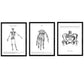 Set de 3 posters de anatomía en blanco y negro con imágenes del cuerpo humano. Pack de láminas sobre biología con "Esqueleto, Mano y Pelvis". .-Artwork-Nacnic-Nacnic Estudio SL