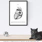 Set de 3 posters de anatomía en blanco y negro con imágenes del cuerpo humano. Pack de láminas sobre biología y medici con "Corazón, Cerebro y Pulmones". .-Artwork-Nacnic-Nacnic Estudio SL