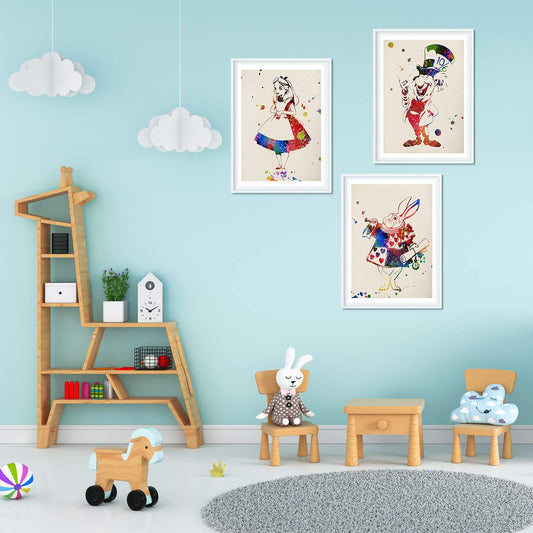 Set de 3 posters para niños y habitacion infantil estilo infantil . Alicia en el país de las maravillas-Artwork-Nacnic-Nacnic Estudio SL