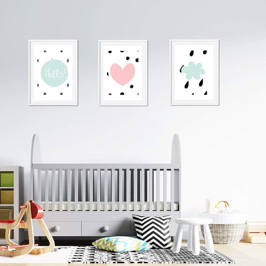 Set de 3 posters para niños y habitacion infantil estilo nordico Nube y corazon-Artwork-Nacnic-Nacnic Estudio SL