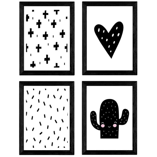 Set de 4 láminas "Cactus y corazon". Posters de animales.-Artwork-Nacnic-Nacnic Estudio SL