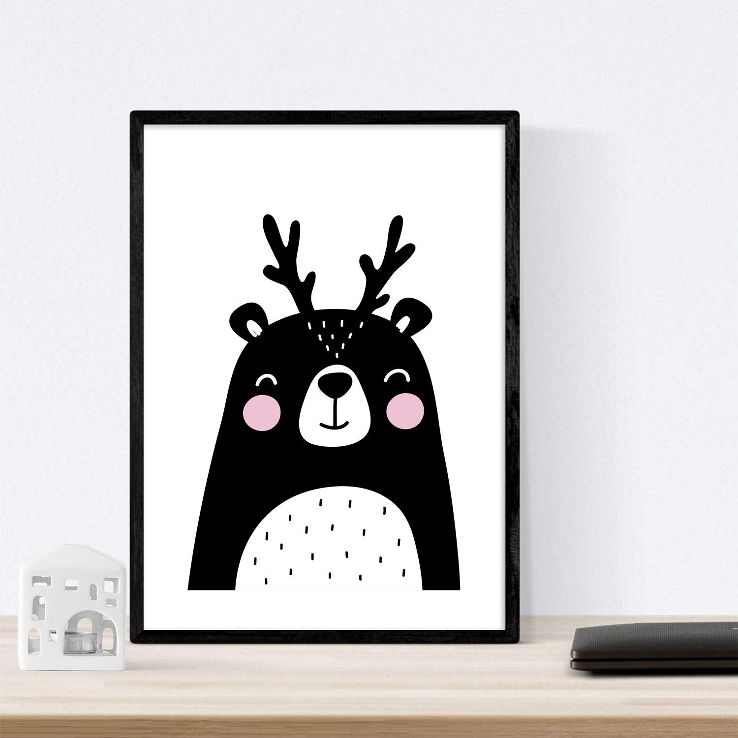Set de 4 láminas "Ciervo, oso polar, pinguino y gato". Posters de animales.-Artwork-Nacnic-Nacnic Estudio SL
