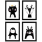 Set de 4 láminas "Ciervo, oso polar, pinguino y gato". Posters de animales.-Artwork-Nacnic-Nacnic Estudio SL