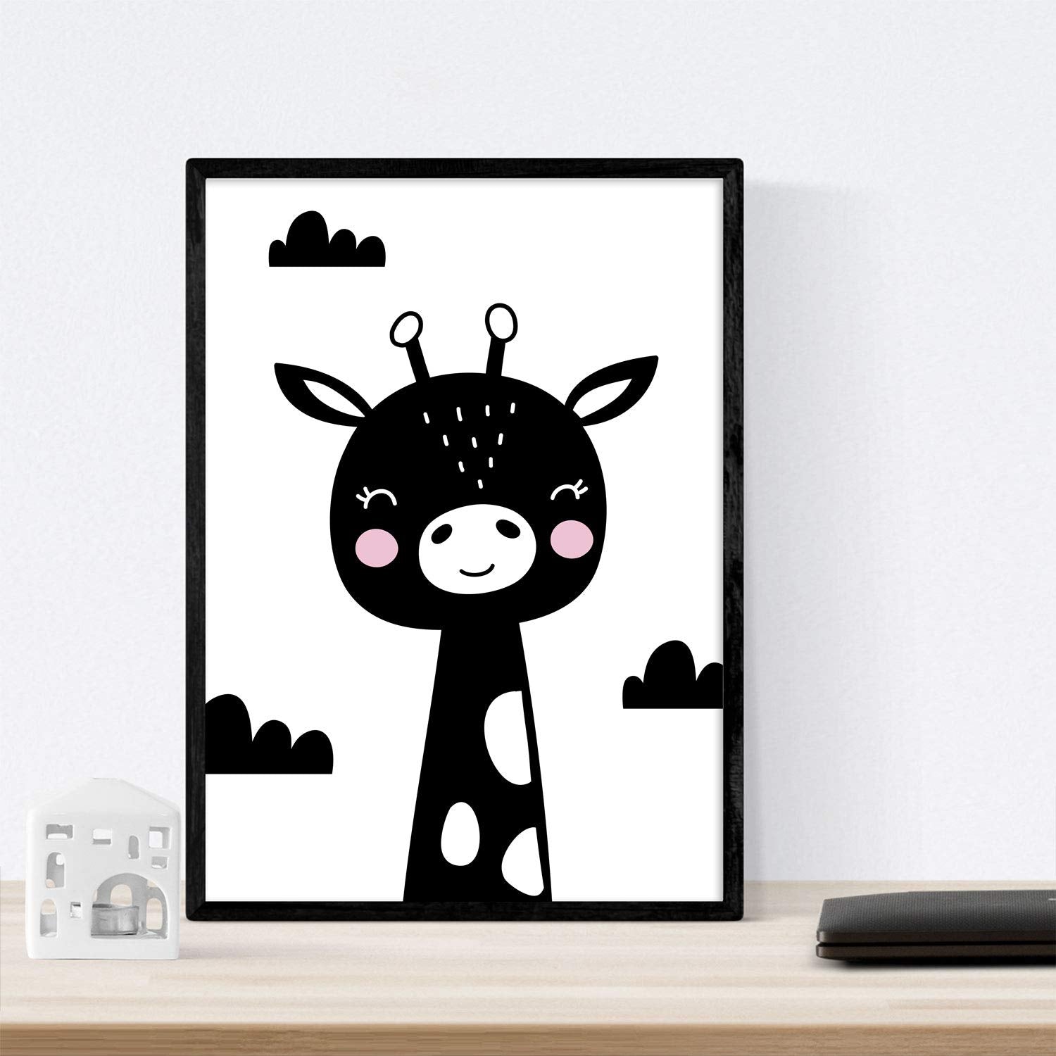 Set de 4 láminas "Conejo y girafa con cactus y nube con corazones". Posters de animales.-Artwork-Nacnic-Nacnic Estudio SL