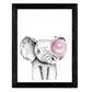 Set de 4 láminas de Animales Infantiles con Chicle Rosa,en , Poster Papel 250 gr Marco-Artwork-Nacnic-Nacnic Estudio SL