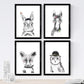 Set de 4 láminas de Animales Infantiles Con Gafas, en .-Artwork-Nacnic-Nacnic Estudio SL
