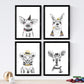 Set de 4 láminas de Animales Infantiles Divertidos Con Pajarita, en .-Artwork-Nacnic-Nacnic Estudio SL