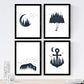 Set de 4 láminas de Bosque Pajaros, en .-Artwork-Nacnic-Nacnic Estudio SL