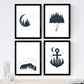 Set de 4 láminas de Bosque Pajaros, en .-Artwork-Nacnic-Nacnic Estudio SL