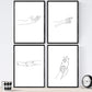 Set de 4 laminas de dibujos y bocetos a una linea. Manos. Poster nordico de rostros, desnudos, cuerpos al natural.-Artwork-Nacnic-Nacnic Estudio SL