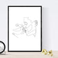 Set de 4 laminas de dibujos y bocetos a una linea. Parejas enamoradas. Poster nordico de rostros, desnudos, cuerpos al natural.-Artwork-Nacnic-Nacnic Estudio SL