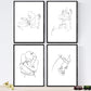 Set de 4 laminas de dibujos y bocetos a una linea. Parejas enamoradas. Poster nordico de rostros, desnudos, cuerpos al natural.-Artwork-Nacnic-Nacnic Estudio SL