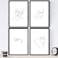 Set de 4 laminas de dibujos y bocetos a una linea. Rostros hombre. Poster nordico de rostros, desnudos, cuerpos al natural.-Artwork-Nacnic-Nacnic Estudio SL