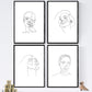 Set de 4 laminas de dibujos y bocetos a una linea. Rostros mujer 4. Poster nordico de rostros, desnudos, cuerpos al natural.-Artwork-Nacnic-Nacnic Estudio SL
