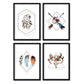 Set de 4 láminas de Formas Geometricas Y Plumas Boho, en .-Artwork-Nacnic-Nacnic Estudio SL