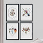 Set de 4 láminas de Formas Geometricas Y Plumas Boho, en .-Artwork-Nacnic-Nacnic Estudio SL