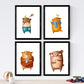 Set de 4 láminas de Ositos, en , Poster papel 250 gr.-Artwork-Nacnic-Nacnic Estudio SL