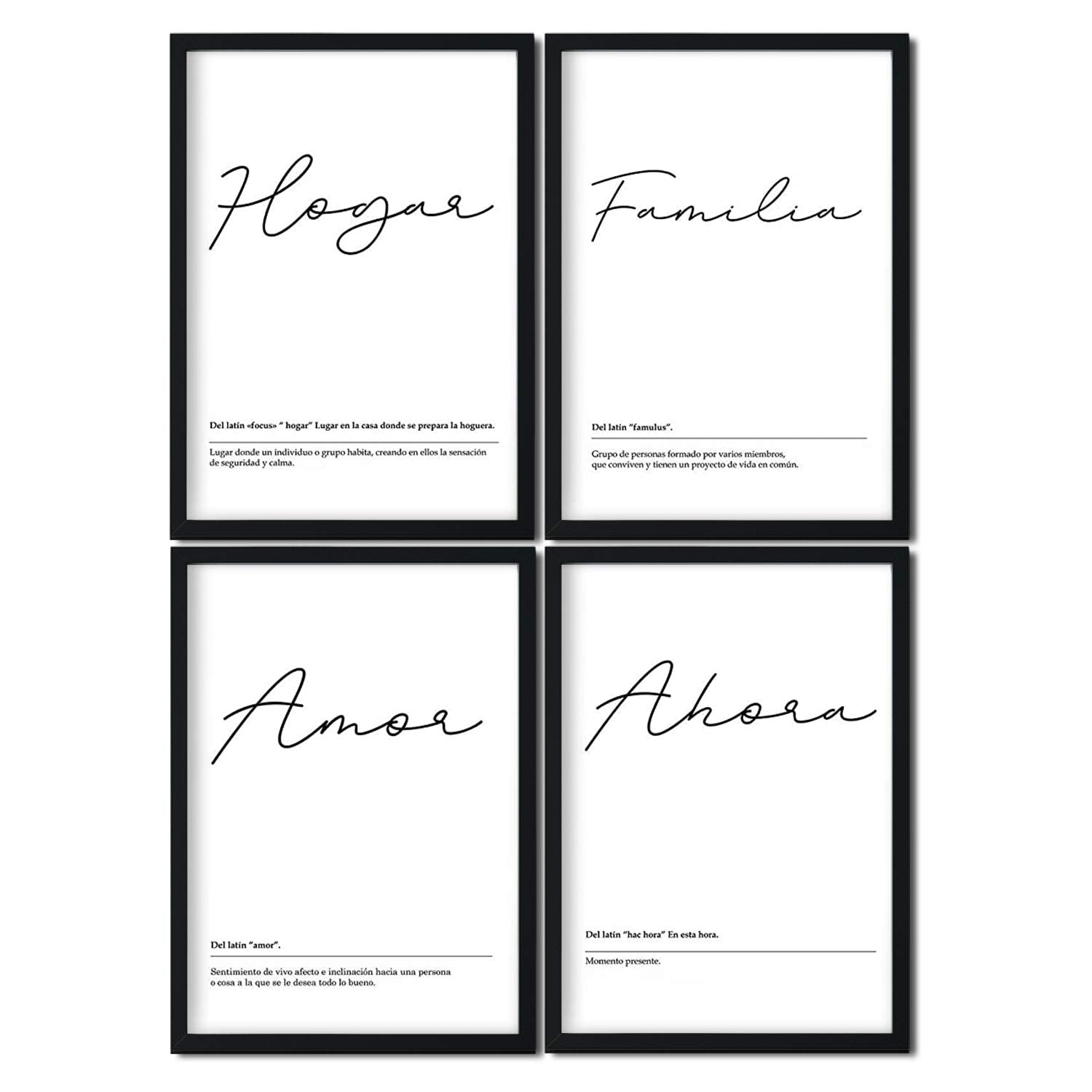 Set de 4 láminas de Palabras Mi Hogar, en , Poster papel 250 gr.-Artwork-Nacnic-Nacnic Estudio SL