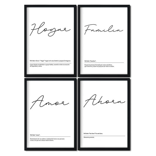Set de 4 láminas de Palabras Mi Hogar, en , Poster papel 250 gr.-Artwork-Nacnic-Nacnic Estudio SL