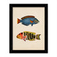Set de 4 láminas de peces coloridos efecto vintage. Cantabrico. Composicion de 11 peces diferentes, fondo papel antiguo vintage.-Artwork-Nacnic-Nacnic Estudio SL